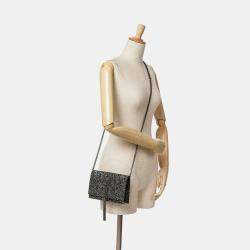 Pre Owned حقيبة سلسلة كيت مونوغرام جليتر معدني أسود سان لوران باريس