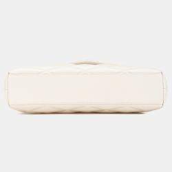 Pre Owned Saint Laurent Paris White Large Quilted Lambskin Sade Clutch