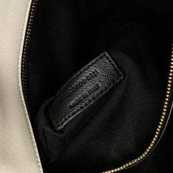 Pre Owned Saint Laurent Paris White Large Quilted Lambskin Sade Clutch