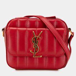 مملوكة مسبقًا Saint Laurent Paris Red Toy Lambskin Vicky Crossbody