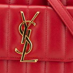 مملوكة مسبقًا Saint Laurent Paris Red Toy Lambskin Vicky Crossbody