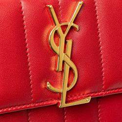 مملوكة مسبقًا Saint Laurent Paris Red Toy Lambskin Vicky Crossbody