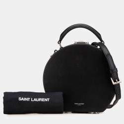 مملوكة مسبقًا حقيبة سان لوران باريس ميكا جلد أسود صغيرة حقائب قبعات