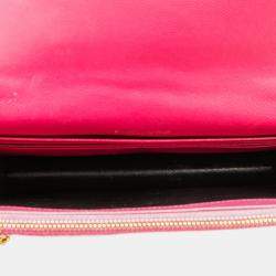 Pre Owned Saint Laurent Paris Pink Grain De Poudre Cassandre Envelope Chain Wallet