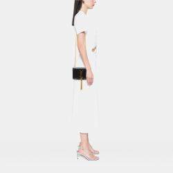 Pre Owned Saint Laurent Paris Black Small Smooth Calfskin Monogram Kate Tassel Crossbody