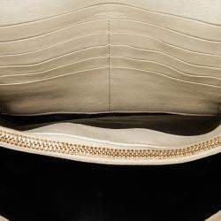 مملوكة مسبقًا Saint Laurent Paris White Quilted Lambskin Diamond Becky Chain Wallet