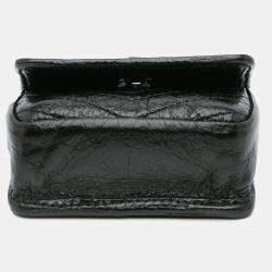 مملوكة مسبقًا Saint Laurent Paris Black Micro Crinkled Leather Niki Airpods Case with Chain