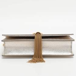 مملوكة مسبقًا محفظة بسلسلة سان لوران باريس كيت تاسيل فضية لامعة