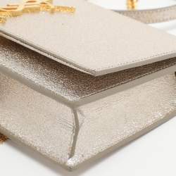 مملوكة مسبقًا محفظة بسلسلة سان لوران باريس كيت تاسيل فضية لامعة