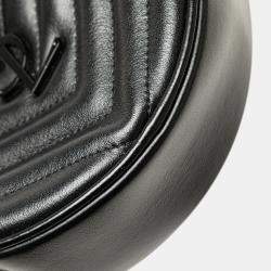 مملوكة مسبقًا Saint Laurent Paris Black Chevron Calfskin Round Vinyle Camera Bag