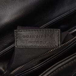 Pre Owned حقيبة كروس بودي سان لوران باريس مونوغرام لو لو جلد سوداء توى