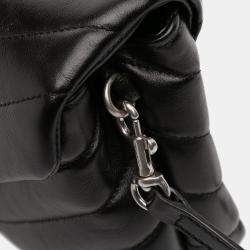 Pre Owned حقيبة كروس بودي سان لوران باريس مونوغرام لو لو جلد سوداء توى