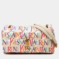 Pre Owned حقيبة كتف سان لوران باريس أبيض حرير متوسطة كاري ريف غوش بتشورك جيمي