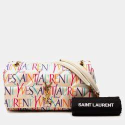 Pre Owned حقيبة كتف سان لوران باريس أبيض حرير متوسطة كاري ريف غوش بتشورك جيمي