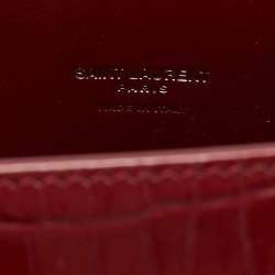 Pre Owned Saint Laurent Classic Sac De Jour Nano Red Croc Embossed Leather Tote