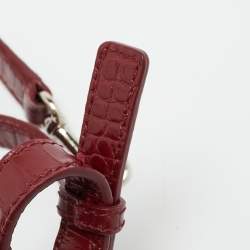 Pre Owned Saint Laurent Classic Sac De Jour Nano Red Croc Embossed Leather Tote