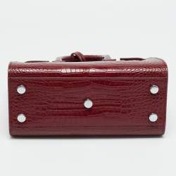 Pre Owned Saint Laurent Classic Sac De Jour Nano Red Croc Embossed Leather Tote
