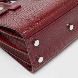 Pre Owned Saint Laurent Classic Sac De Jour Nano Red Croc Embossed Leather Tote