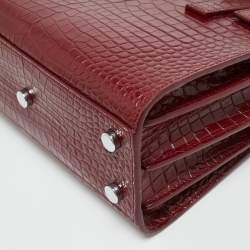 Pre Owned Saint Laurent Classic Sac De Jour Nano Red Croc Embossed Leather Tote