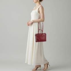 Pre Owned Saint Laurent Classic Sac De Jour Nano Red Croc Embossed Leather Tote