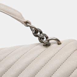 Pre Owned Saint Laurent Paris Large Chevron Sheepskin Monogram College Satchel