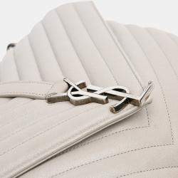 Pre Owned Saint Laurent Paris Large Chevron Sheepskin Monogram College Satchel