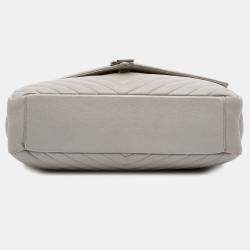 Pre Owned Saint Laurent Paris Large Chevron Sheepskin Monogram College Satchel