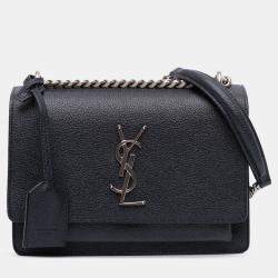 مملوكة مسبقًا Saint Laurent Paris Blue Small Grained Calfskin Monogram Sunset Crossbody