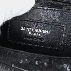 Pre Owned Saint Laurent Black Sequins Sulpice Shoulder Bag