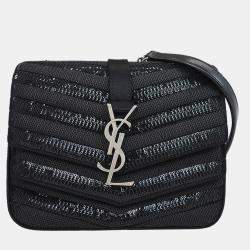 Pre Owned Saint Laurent Black Sequins Sulpice Shoulder Bag