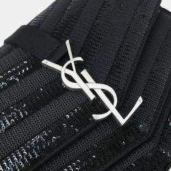 Pre Owned Saint Laurent Black Sequins Sulpice Shoulder Bag