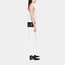 Pre Owned Saint Laurent Paris Black Medium Grain De Poudre Monogram Kate Crossbody