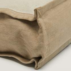 Pre Owned Saint Laurent Rive Gauche Shopper Tricolor Canvas and Leather Tote