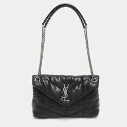مملوكة مسبقًا Saint Laurent Puffer Small Black Quilted Leather Chain Shoulder Bag