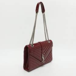 مملوكة مسبقًا Saint Laurent Cassandre Medium Burgundy Matelassé Leather Flap Bag