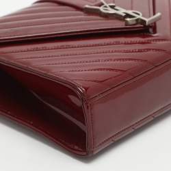 مملوكة مسبقًا Saint Laurent Cassandre Medium Burgundy Matelassé Leather Flap Bag