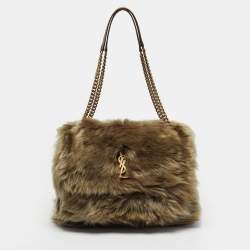 مملوكة مسبقًا حقيبة كتف سان لوران نيكي كبيرة فرو بيج