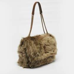 مملوكة مسبقًا Saint Laurent Niki Large Beige Fur Shoulder Bag