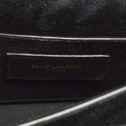 Pre Owned Saint Laurent Sunset Small Gold Lizard Embossed Leather Shoulder Bag