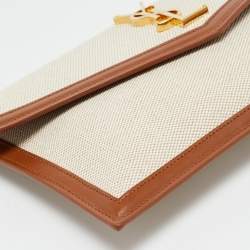 مملوكة مسبقًا حقيبة صغيرة سان لوران أب تاون قماش بني/طبيعي