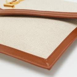 مملوكة مسبقًا حقيبة صغيرة سان لوران أب تاون قماش بني/طبيعي