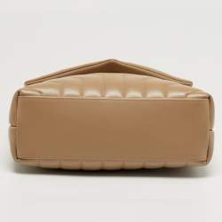 Pre Owned Saint Laurent Loulou Small Beige Matelassé Leather Shoulder Bag