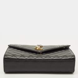 مملوكة مسبقًا حقيبة سلسلة سان لوران مغلف متوسطة سوداء من الجلد المدبوغ والمختلط