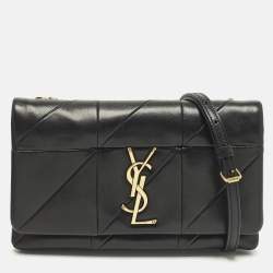 مملوكة مسبقًا محفظة سان لوران جايمي جلد مبطن أسود بسلسلة