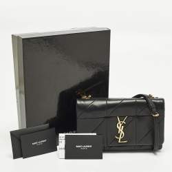 مملوكة مسبقًا محفظة سان لوران جايمي جلد مبطن أسود بسلسلة