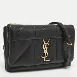 مملوكة مسبقًا محفظة سان لوران جايمي جلد مبطن أسود بسلسلة