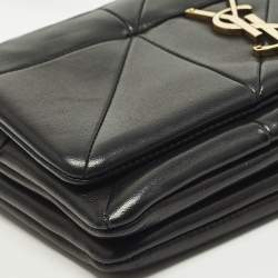 مملوكة مسبقًا محفظة سان لوران جايمي جلد مبطن أسود بسلسلة