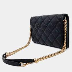 Pre Owned Saint Laurent Paris Black Leather Becky Chain Shoulder Bag