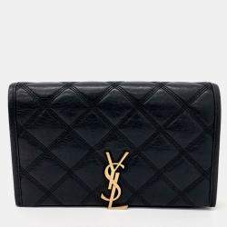 Pre Owned Saint Laurent Paris Black Leather Becky Chain Shoulder Bag