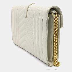 Pre Owned حقيبة سلسلة كروس بودي مونوغرام ماتراسة مكس جلد كريمي سان لوران باريس